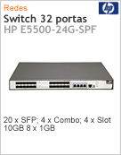 JE096A - Switch SFP 32 portas Aruba HPE E5500-24G-SPF Rack (20 x SFP; 4 x Combo; 4 x Slot 10GB 8 x 1GB) Gerencivel L4 Web SNMP IMC Voice VLAN Empilhvel (Antigo 3Com 3CR17258-91)