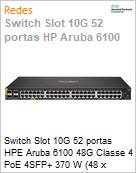 Switch Slot 10G 52 portas HPE Aruba 6100 48G Classe 4 PoE 4SFP+ 370 W (48 x 10/100/1000BASE-T; 4 x SFP 1G/10G) Gerencivel L2  (Figura somente ilustrativa, no representa o produto real)