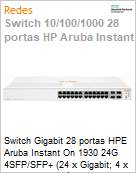 Switch Gigabit 28 portas HPE Aruba Instant On 1930 24G 4SFP/SFP+ (24 x Gigabit; 4 x SFP+) Gerencivel L2+  (Figura somente ilustrativa, no representa o produto real)