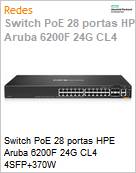 Switch PoE 28 portas HPE Aruba 6200F 24G CL4 4SFP+370W  (Figura somente ilustrativa, no representa o produto real)