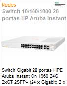 Switch Gigabit 28 portas HPE Aruba Instant On 1960 24G 2xGT 2SFP+ (24 x Gigabit; 2 x 10GBASE-T; 2 x SFP+) Gerencivel  (Figura somente ilustrativa, no representa o produto real)