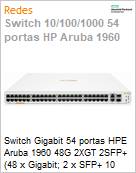 Switch Gigabit 54 portas HPE Aruba 1960 48G 2XGT 2SFP+ (48 x Gigabit; 2 x SFP+ 10 GbE; 2 x 10GBASE-T) Gerencivel Empilhvel  (Figura somente ilustrativa, no representa o produto real)