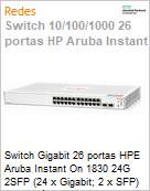 Switch Gigabit 26 portas HPE Aruba Instant On 1830 24G 2SFP (24 x Gigabit; 2 x SFP) Gerencivel L2  (Figura somente ilustrativa, no representa o produto real)