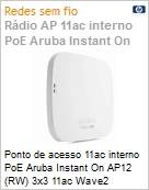 Ponto de acesso 11ac interno PoE Aruba Instant On AP12 (RW) 3x3 11ac Wave2 2.4GHz/5GHz MIMO para pequenas e mdias empresas  (Figura somente ilustrativa, no representa o produto real)