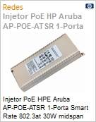 Injetor PoE HPE Aruba AP-POE-ATSR 1-Porta Smart Rate 802.3at 30W midspan injector (Figura somente ilustrativa, no representa o produto real)