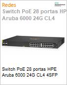 Switch PoE 28 portas HPE Aruba 6000 24G CL4 4SFP  (Figura somente ilustrativa, no representa o produto real)
