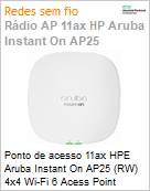 Ponto de acesso Wi-Fi 6 HPE Aruba Instant On AP25 (RW) 4x4 Wi-Fi 6 Acess Point  (Figura somente ilustrativa, no representa o produto real)