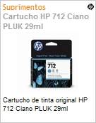 Cartucho de tinta original HP 712 Ciano PLUK 29ml (Figura somente ilustrativa, no representa o produto real)