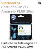 Cartucho de tinta original HP 712 Amarelo PLUK 29ml (Figura somente ilustrativa, no representa o produto real)