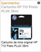 Cartucho de tinta original HP 712 Preto PLUK 38ml (Figura somente ilustrativa, no representa o produto real)