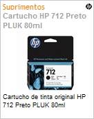 Cartucho de tinta original HP 712 Preto PLUK 80ml (Figura somente ilustrativa, no representa o produto real)