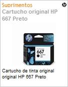 Cartucho de tinta original original HP 667 Preto (Figura somente ilustrativa, no representa o produto real)