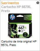 Cartucho de tinta original HP 667XL Preto (Figura somente ilustrativa, no representa o produto real)