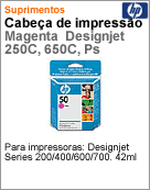 51650M - Cabea de impresso original HP 50 Magenta para DesignJet 250c 600c 650c 650c ps