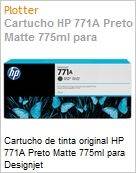 Cartucho de tinta original HP 771A Preto Matte 775ml para DesignJet  (Figura somente ilustrativa, no representa o produto real)