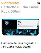 Cartucho de tinta original HP 764 Ciano PLUK 300ml  (Figura somente ilustrativa, no representa o produto real)
