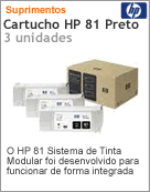 C5066A - Cartucho de tinta original HP 81 Preto com 3 unidades para DesignJet 5000 5000ps 5500 5500ps