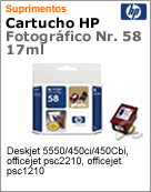 C6658A - Cartucho de tinta original HP 58 Fotogrfico 17ml para DeskJet F3xx F21x x D23xx D24xx F41x x 450 36xx 38xx 5xxx 96xx PSC 13xx 2x xx Offcejet 42x x 42x x 56xx 6110 Photosmart 7xxx