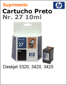 C8727A - Cartucho de tinta original HP 27 Preto 10ml para DeskJet 3320 3420 3425 3520 3550 3620 3650 3651 3740 3745 3747 3843 3845 3847 PSC 1311 1315 Offcejet 4315 5605 5610
