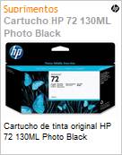 Cartucho de tinta original HP 72 130ML Photo Black (Figura somente ilustrativa, no representa o produto real)