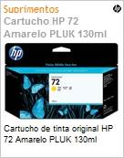 Cartucho de tinta original HP 72 Amarelo PLUK 130ml  (Figura somente ilustrativa, no representa o produto real)