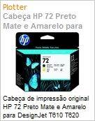 Cabea de impresso original HP 72 Preto Mate e Amarelo para DesignJet T610 T620 T770 T1100 T1120 T1200  (Figura somente ilustrativa, no representa o produto real)
