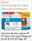 Cartucho de tinta original HP 70 Ciano Claro para DesignJet Z2100 Z3100 Z3100ps GP Z3200 Z3200ps Z5200 (Figura somente ilustrativa, no representa o produto real)