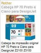 Cabea de impresso original HP 70 Preto e Ciano para DesignJet Z2100 Z3100 Z3100ps GP Z3200 Z3200ps Z5200 (Figura somente ilustrativa, no representa o produto real)
