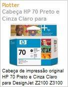 Cabea de impresso original HP 70 Preto e Cinza Claro para DesignJet Z2100 Z3100 Z3100ps GP Z3200 Z3200ps Z5200  (Figura somente ilustrativa, no representa o produto real)