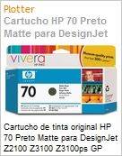 Cartucho de tinta original HP 70 Preto Matte para DesignJet Z2100 Z3100 Z3100ps GP Z3200 Z3200ps Z5200  (Figura somente ilustrativa, no representa o produto real)