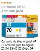 Cartucho de tinta original HP 70 Amarelo para DesignJet Z2100 Z3100 Z3100ps GP Z3200 Z3200ps Z5200  (Figura somente ilustrativa, no representa o produto real)