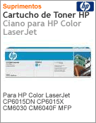 CB381A - Cartucho de toner original HP Ciano (21000 pginas) para Color LaserJet CP6015dn CP6015X CM6030 CM6040F MFP