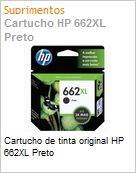 Cartucho de tinta original HP 662XL Preto (Figura somente ilustrativa, no representa o produto real)