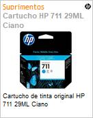 Cartucho de tinta original HP 711 29ML Ciano (Figura somente ilustrativa, no representa o produto real)