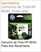 Cartucho de tinta original HP 664XL Preto Alto Rendimento (Figura somente ilustrativa, no representa o produto real)
