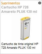 Cartucho de tinta original HP 728 Amarelo PLUK 130ml  (Figura somente ilustrativa, no representa o produto real)