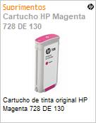 Cartucho de tinta original HP Magenta 728 DE 130  (Figura somente ilustrativa, no representa o produto real)