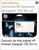 Cartucho de tinta original HP 728 Amarelo DesignJet 300ml  (Figura somente ilustrativa, no representa o produto real)