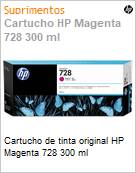 Cartucho de tinta original HP Magenta 728 300 ml  (Figura somente ilustrativa, no representa o produto real)