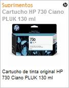 Cartucho de tinta original HP 730 Ciano PLUK 130ml  (Figura somente ilustrativa, no representa o produto real)