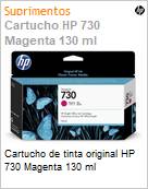 Cartucho de tinta original HP 730 Magenta 130 ml  (Figura somente ilustrativa, no representa o produto real)