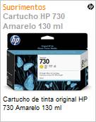 Cartucho de tinta original HP 730 Amarelo 130 ml (Figura somente ilustrativa, no representa o produto real)