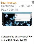 Cartucho de tinta original HP 730 Ciano PLUK 300ml  (Figura somente ilustrativa, no representa o produto real)