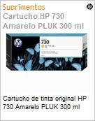 Cartucho de tinta original HP 730 Amarelo PLUK 300ml  (Figura somente ilustrativa, no representa o produto real)