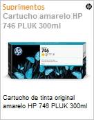 Cartucho de tinta original HP 746 Amarelo PLUK 300ml  (Figura somente ilustrativa, no representa o produto real)
