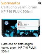 Cartucho de tinta original HP 746 Vermelho Cromtico PLUK 300ml (Figura somente ilustrativa, no representa o produto real)