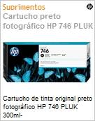 Cartucho de tinta original HP 746 Preto Fotogrfico PLUK 300ml (Figura somente ilustrativa, no representa o produto real)
