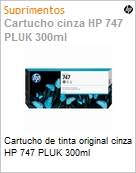 Cartucho de tinta original HP 747 Cinza PLUK 300ml  (Figura somente ilustrativa, no representa o produto real)