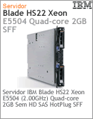7870A2B - Servidor Blade BladeCenter IBM HS-22 Intel Xeon Quad-Core E5504 (2.00GHz) 2GB Sem Disco SAS Hot-Plug SFF