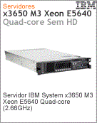 7945G2U - Servidor System x IBM x3650 M3 Intel Xeon Quad-Core E5640 (2.66GHz) Sem Disco SAS/SATA Rack 2U